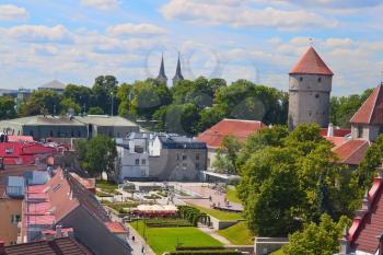 Small park in the old Tallinn city, Estonia