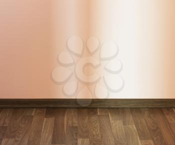 Interior wall with wooden floor with light