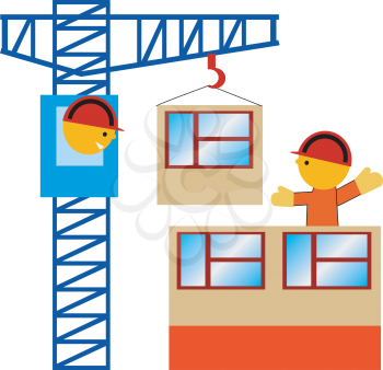 Royalty Free Photo of a Crane Operator and Construction Worker