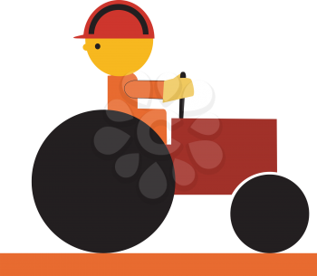 Royalty Free Clipart Image of a Steamroller and Construction Worker