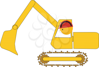 Royalty Free Clipart Image of a Construction Worker in a Digger