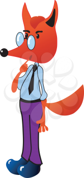 Royalty Free Clipart Image of a Fox in Clothing