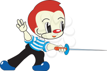 Royalty Free Clipart Image of a Boy with a Sword