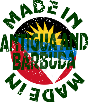 Royalty Free Clipart Image of a Label of Made in Antigua and Barbuda