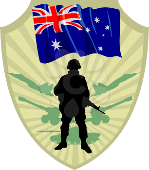 Royalty Free Clipart Image of a Crest of the Australian Flag and Army