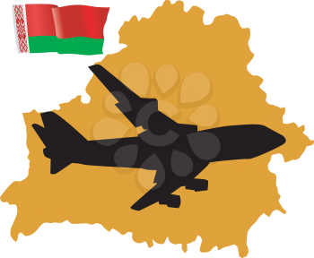 Royalty Free Clipart Image of a Plane Over Belarus