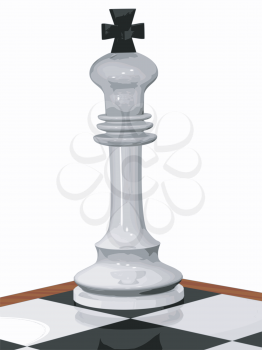 Royalty Free Clipart Image of a Cartoon of a Cornered Chess King Piece
