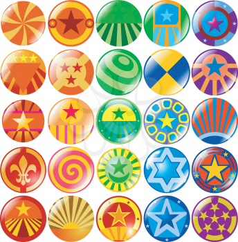 Royalty Free Clipart Image of a Variety of Colored Buttons
