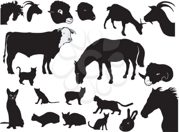 Royalty Free Clipart Image of Domestic Animal Silhouettes