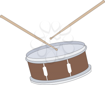 Royalty Free Clipart Image of a Drum and Drumsticks
