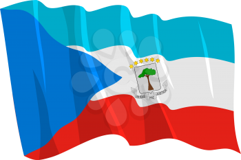 Royalty Free Clipart Image of a Cartoon Drawing of the Equatorial Guinea Flag