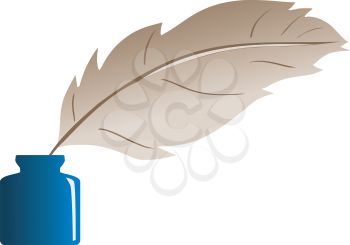 Royalty Free Clipart Image of a Quill and Ink Pot