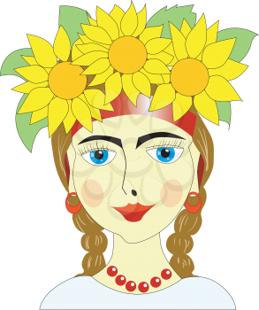 Royalty Free Clipart Image of a Woman With a Floral Headpiece