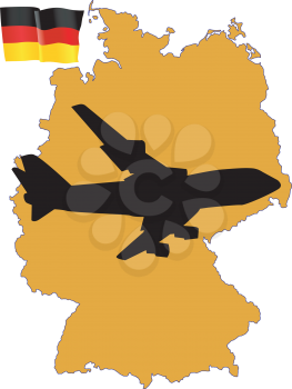 Royalty Free Clipart Image of a Plane Over Germany
