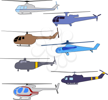 Royalty Free Clipart Image of Helicopters