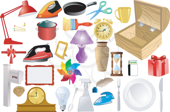 Royalty Free Clipart Image of Household Objects