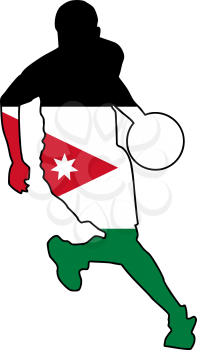 Royalty Free Clipart Image of a Basketball Player in the Jordan Flag Colours