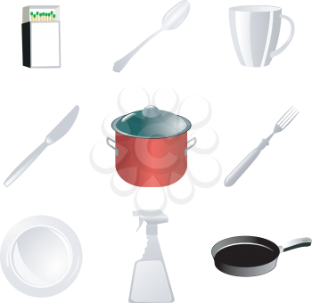Royalty Free Clipart Image of a Collection of Kitchen Tools