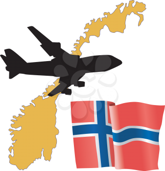 Royalty Free Clipart Image of a Plane Over Norway