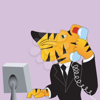 Royalty Free Clipart Image of a Tiger Dressed in a Suit