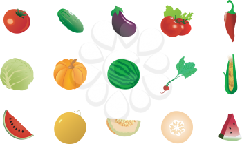 Royalty Free Clipart Image of a Set of Various Produce