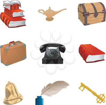 Royalty Free Clipart Image of a Set of Vintage Objects