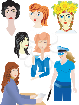 Royalty Free Clipart Image of Various Women