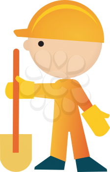 Royalty Free Clipart Image of a Construction Worker with a Shovel