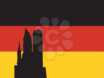 silhouette of Berlin on German flag background
