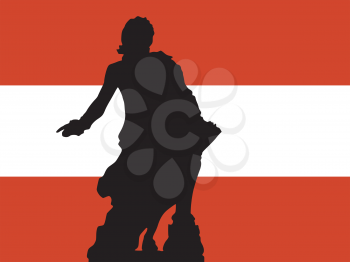 silhouette of Vienna on Austrian flag background