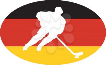 hockey player on background of flag of Germany