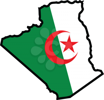An illustration of map with flag of Algeria