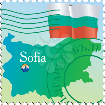Vector stamp with an image of map of Bulgaria