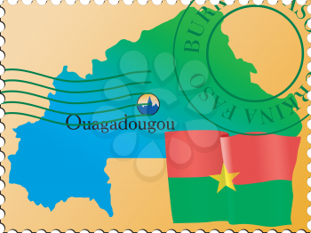 Vector stamp with an image of map of Burkina Faso