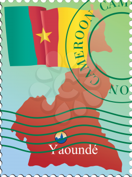 Vector stamp with an image of map of Cameroon