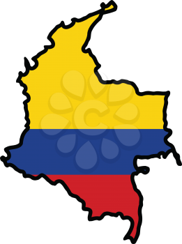 An illustration of map with flag of Colombia