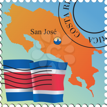 Vector stamp with an image of map of Costa Rica