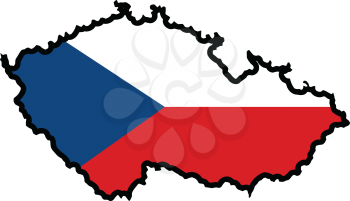 An illustration of map with flag of Czech Republic