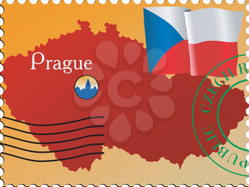 Vector stamp with an image of map of Czech Republic