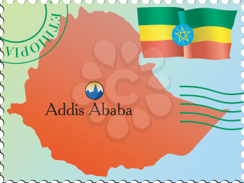 Vector stamp with an image of map of Ethiopia