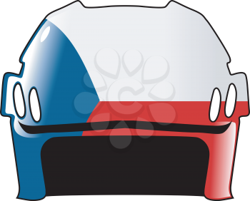 An image of hockey helmet in colours of Czech Republic
