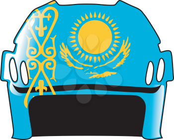 An image of hockey helmet in colours of Kazakhstan