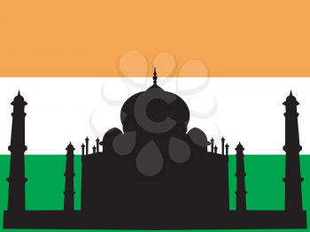 silhouette of Taj Mahal on Indian flag background