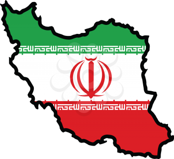 An illustration of map with flag of Iran