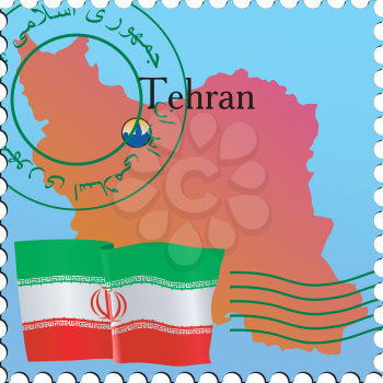 Vector stamp with an image of map of Iran