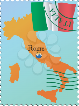Vector stamp with an image of map of Italy
