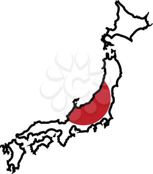 An illustration of map with flag of Japan