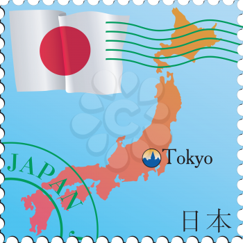 Vector stamp with an image of map of Japan