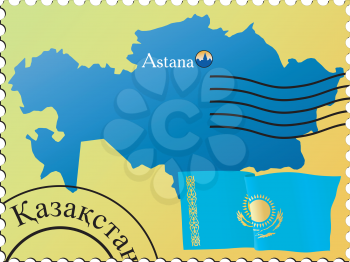 Vector stamp with an image of map of Kazakhstan