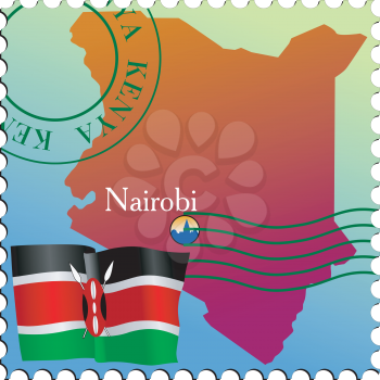 Vector stamp with an image of map of Kenya